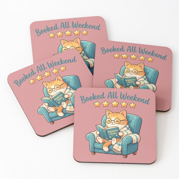 Item preview, Booked All Weekend Cute Reading Cat 5 Star Review Book Lover Gift designed and sold by SamiOmar94.