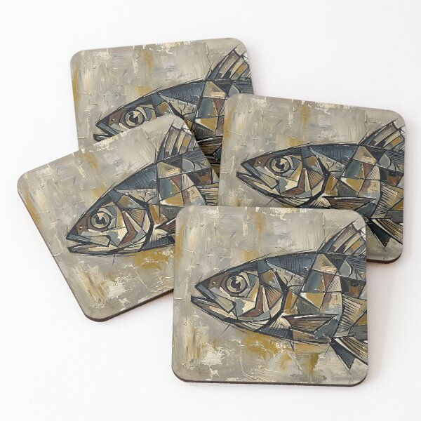 Item preview, Cubist Sardine Canvas - Abstract Analytical Fish Art designed and sold by infinitearte.
