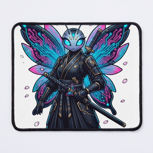 Item preview, Cyberpunk Samurai Butterfly Neon Warrior designed and sold by WearTheVibe Store.