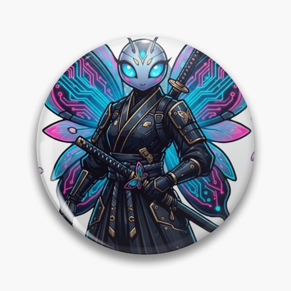 Item preview, Cyberpunk Samurai Butterfly Neon Warrior designed and sold by WearTheVibe Store.