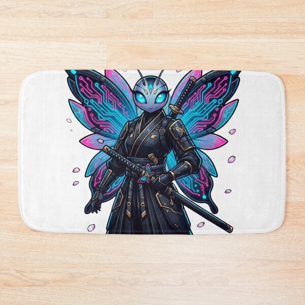 Item preview, Cyberpunk Samurai Butterfly Neon Warrior designed and sold by WearTheVibe Store.