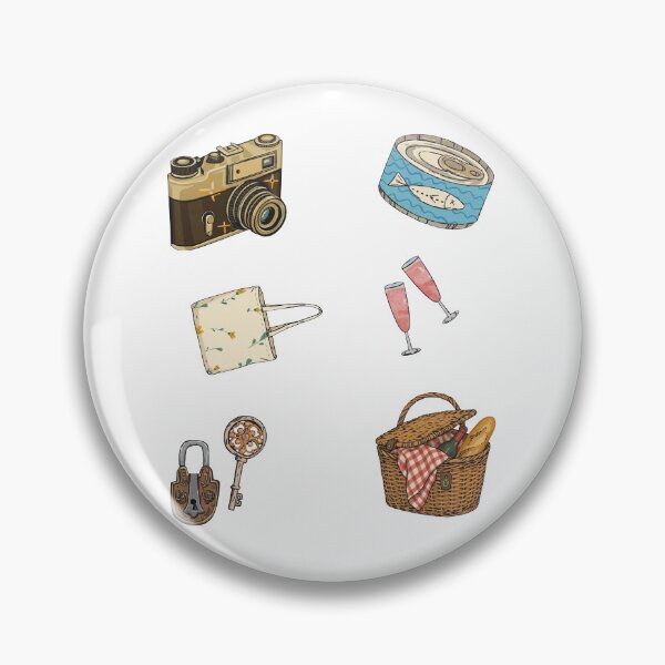 Item preview, Vintage Cottagecore Everyday Objects Sticker Pack | Retro Camera, Picnic Basket, Tote Bag, Tin Fish & Cozy Aesthetic Stickers designed and sold by ravenRM.