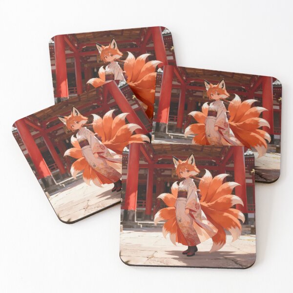 Item preview, Beautiful Nine Tailed Kitsune Anime Girl Shrine Kimono designed and sold by Myanimegirlshop.