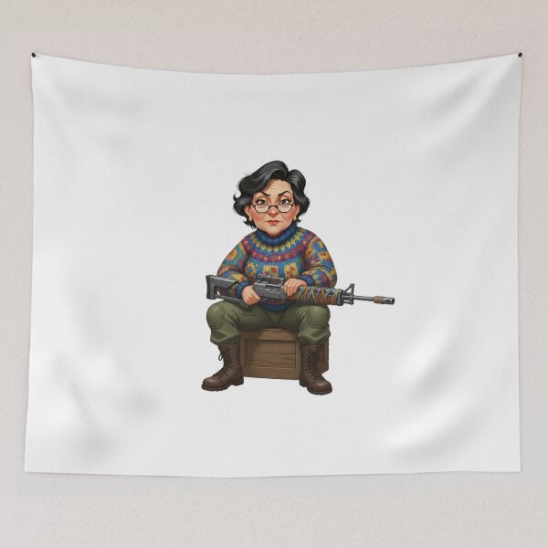 Item preview, Badass Post Apo Grandma Rifle Tactical Illustration designed and sold by vk09.