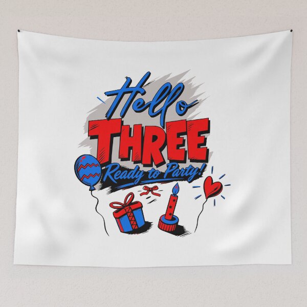 Item preview, Hello Three Ready to Party 3rd Birthday Toddler T-Shirt designed and sold by illeN-Art-World.