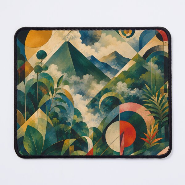 Item preview, Geometric Tropical Mountain Landscape – Mid Century Jungle Art designed and sold by GutyzDesignsES.