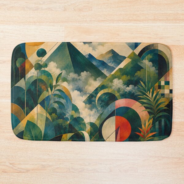 Item preview, Geometric Tropical Mountain Landscape – Mid Century Jungle Art designed and sold by GutyzDesignsES.