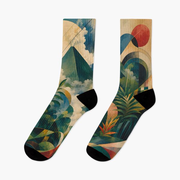 Item preview, Geometric Tropical Mountain Landscape – Mid Century Jungle Art designed and sold by GutyzDesignsES.