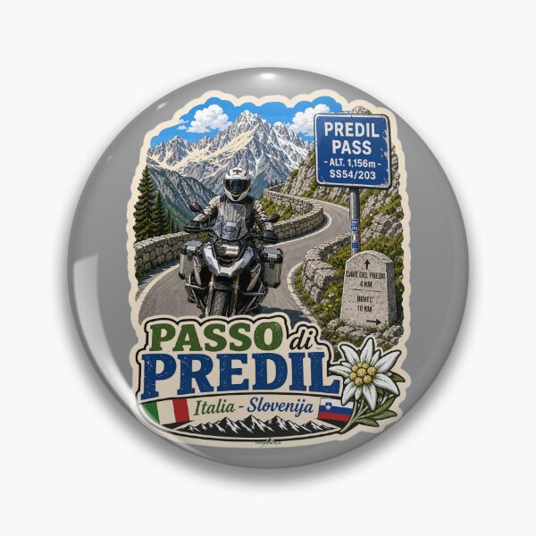 Item preview, Predil Pass Passo di Predil Italy Slovenia Motorcycle Sticker TShirt 04 designed and sold by OuterShellUK.
