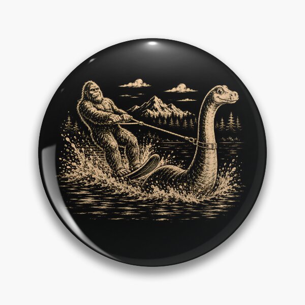 Item preview, Bigfoot Water Skiing Behind Nessie Cryptid designed and sold by CelidaBonde.