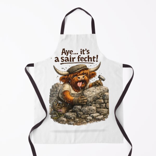 Item preview, Funny Highland Cow Dry Stone Dyker - Scottish Highland Coo Builder designed and sold by SMalcolmDesigns.