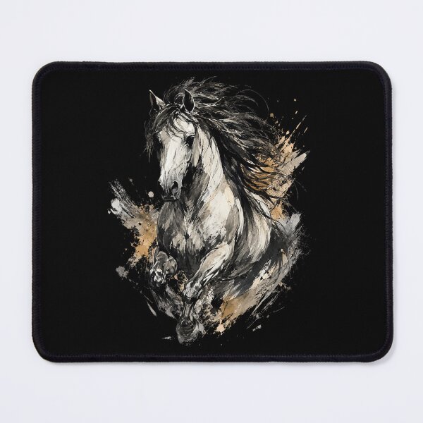 Item preview, Running Horse Wall Art, Hand Drawn Horse Illustration, Black White Ink Painting, Wild Stallion Artwork, Modern Equestrian Decor designed and sold by gkhanco.