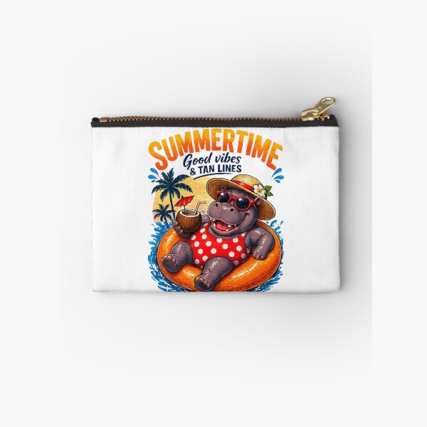 Item preview, Summertime – Good Vibes & Tan Lines Funny Hippo Design designed and sold by LittleGinnyArt.