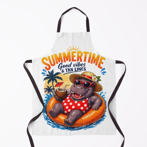 Item preview, Summertime – Good Vibes & Tan Lines Funny Hippo Design designed and sold by LittleGinnyArt.