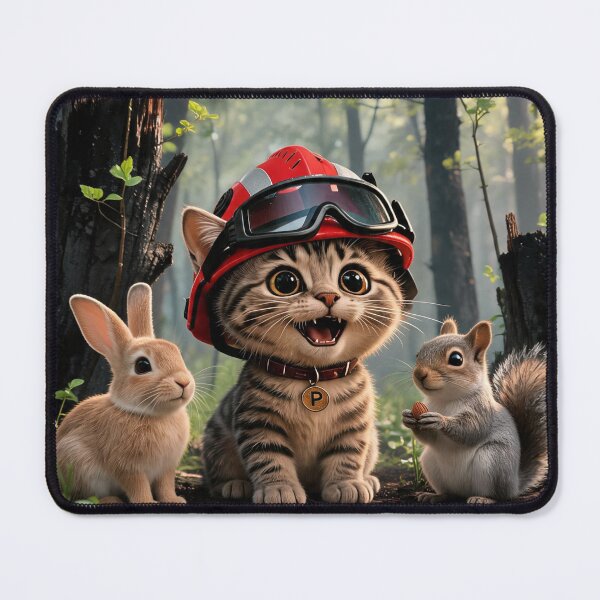 Item preview, Thank you for protecting our home | Firefighter cat & forest animals designed and sold by TitiaDesign.