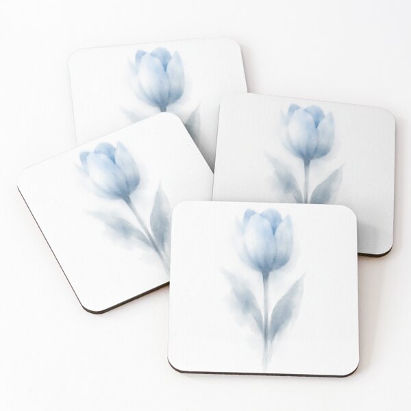 Item preview, Blue dreamy tulip on a white background  designed and sold by wallartofmio.