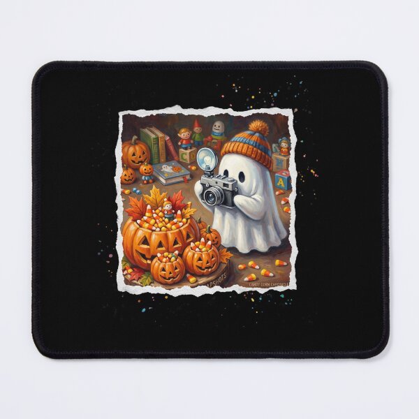 Item preview, Cute Ghost Photographer With Pumpkin Bucket designed and sold by Roy & Tiffany.