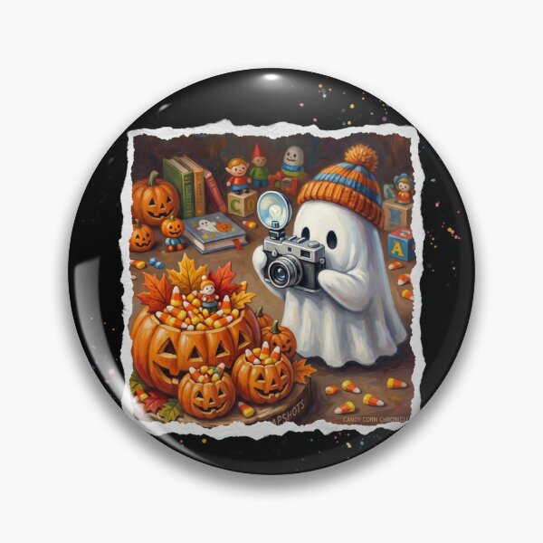 Item preview, Cute Ghost Photographer With Pumpkin Bucket designed and sold by Roy & Tiffany.