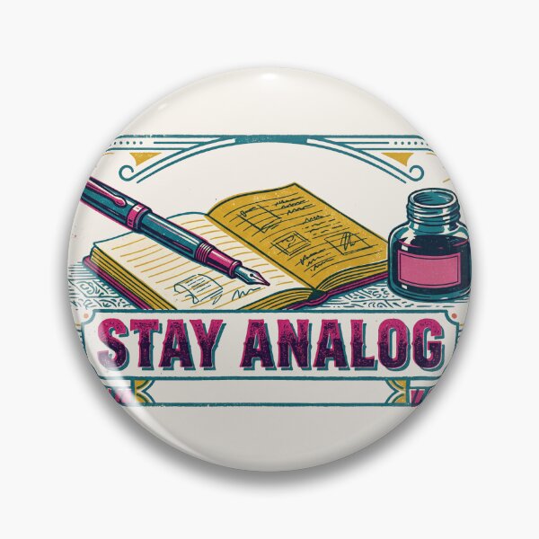 Item preview, Stay Analog Vintage Linocut Matchbox Art - Fountain Pen & Ink designed and sold by Graphicarium Shop.
