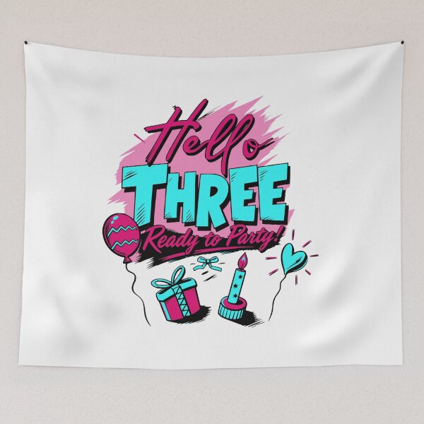 Item preview, Hello Three Ready to Party Cute 3 Year Old Birthday Gift designed and sold by illeN-Art-World.