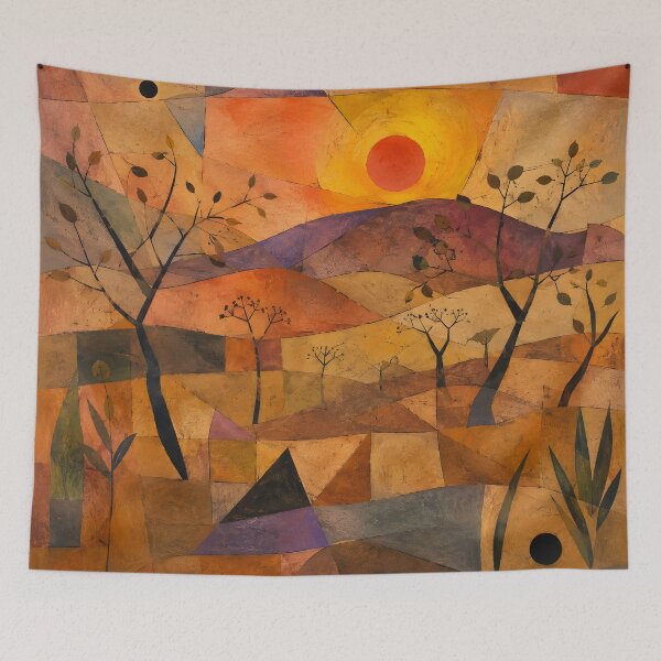 Item preview, Earthy Geometric Sunset Landscape – Mid Century Boho Art designed and sold by GutyzDesignsES.