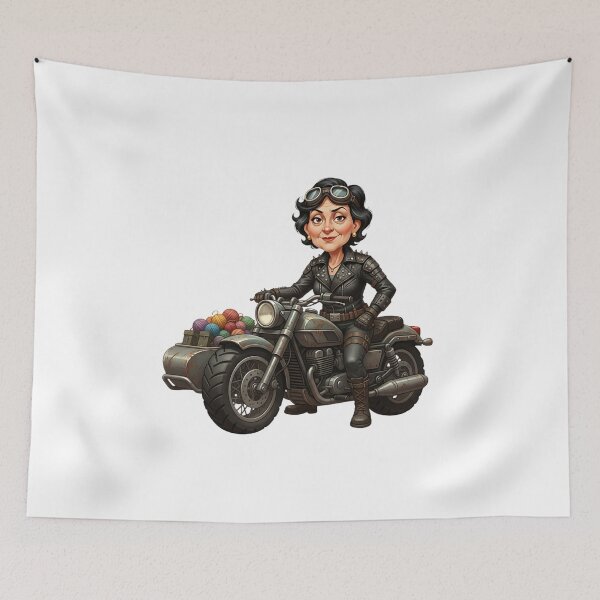 Item preview, Badass Post Apo Grandma Motorcycle Biker Illustration designed and sold by vk09.