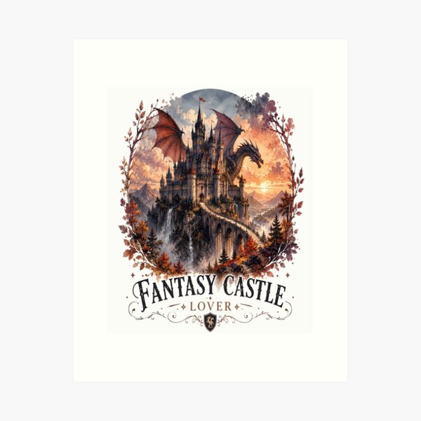 Item preview, Fantasy Castle Lover Sticker | Dragon Castle Watercolor Art | Enchanted Fantasy Kingdom Design designed and sold by Moh-nd-Eg.