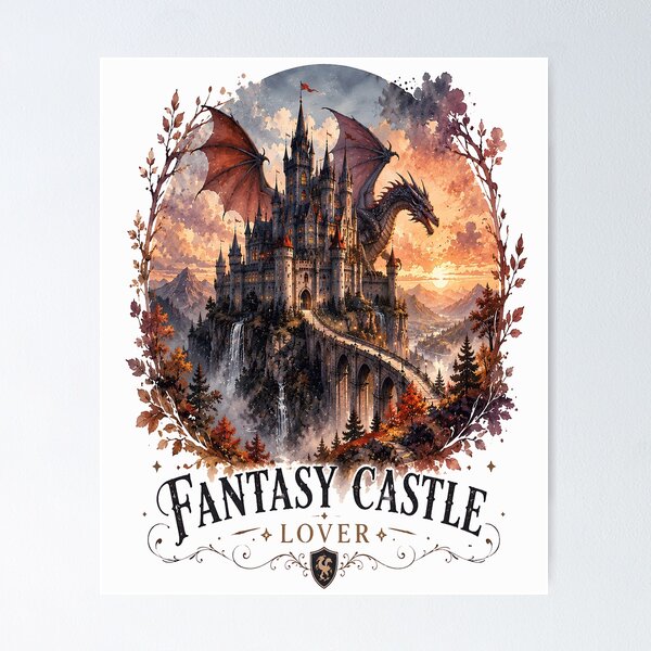 Item preview, Fantasy Castle Lover Sticker | Dragon Castle Watercolor Art | Enchanted Fantasy Kingdom Design designed and sold by Moh-nd-Eg.