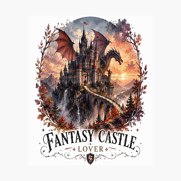 Item preview, Fantasy Castle Lover Sticker | Dragon Castle Watercolor Art | Enchanted Fantasy Kingdom Design designed and sold by Moh-nd-Eg.