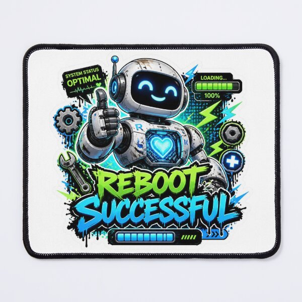 Item preview, REBOOT SUCCESSFUL Graffiti Robot Sticker PNG | Futuristic AI Robot Vinyl Decal | Cyberpunk Tech Laptop Sticker | Gamer Aesthetic Gift designed and sold by Stylestickers55.