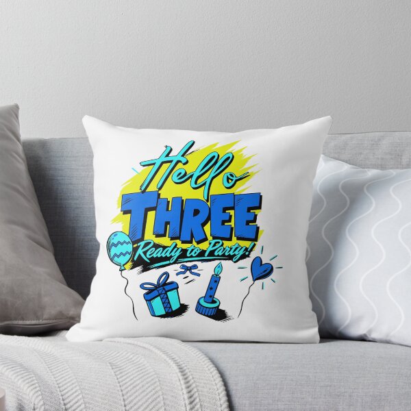 Item preview, Hello Three Birthday Outfit Modern 3rd Birthday Kids T-Shirt designed and sold by illeN-Art-World.