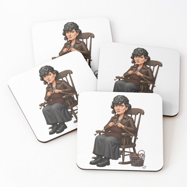 Item preview, Badass Post Apo Grandma Knitting Rocking Chair Illustration   designed and sold by vk09.