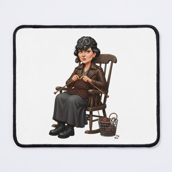 Item preview, Badass Post Apo Grandma Knitting Rocking Chair Illustration designed and sold by vk09.