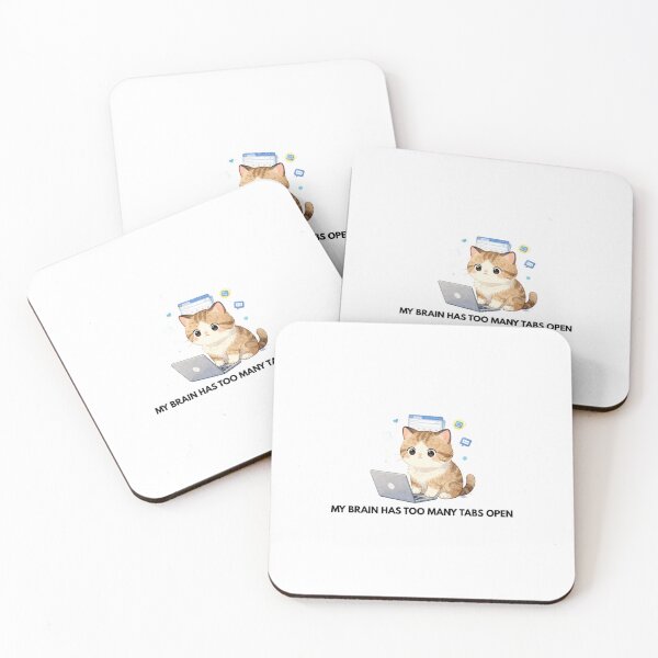 Item preview, My Brain Has Too Many Tabs Open Cute Cat Sticker designed and sold by crazyhome.
