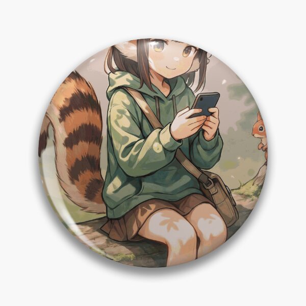 Item preview, Cute Anime Squirrel Girl Using a Smartphone in a Peaceful Woodland Forest designed and sold by SorenDuvall.