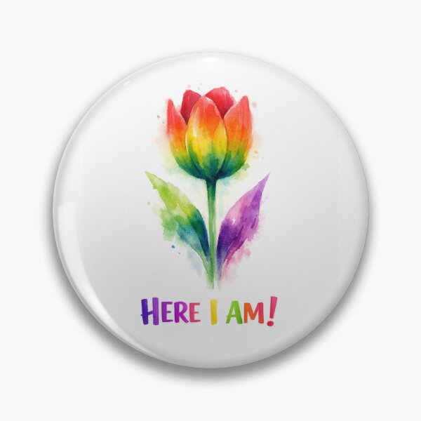 Item preview, Mexican coloured tulip on white background with 'HERE I AM ' quote designed and sold by wallartofmio.