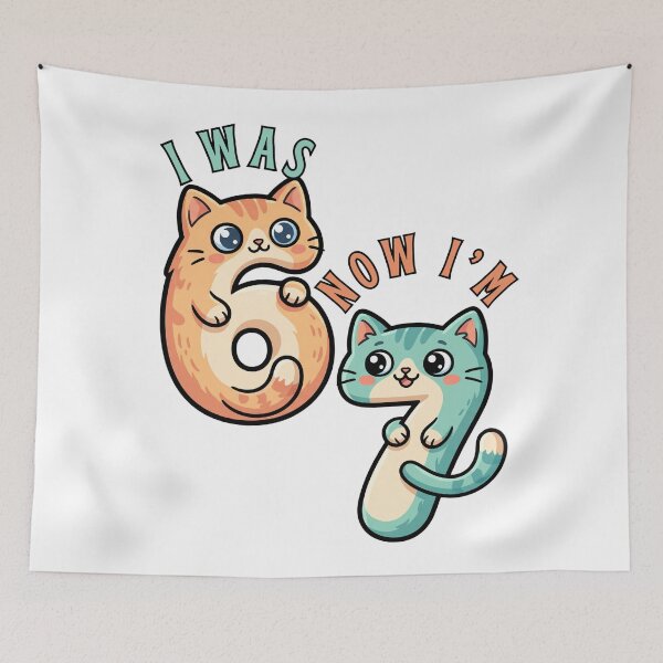 Item preview, now i am 7 funny birthday design 6 7 six seven cat mom designed and sold by ArtDesignTp.