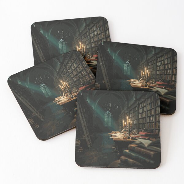 Item preview, Dark Gothic Library with Candlelight Antique Books and Sleeping Black Cat designed and sold by ArlenWescott.