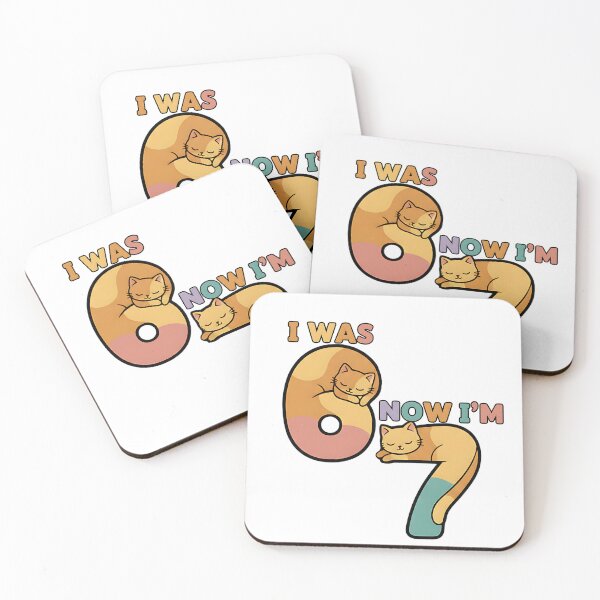 Item preview, i was 6 now i am 7 funny birthday meme  six seven  cat overs designed and sold by ArtDesignTp.