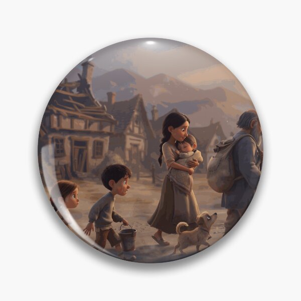 Item preview, Emotional Family Journey Through a Mountain Village at Warm Evening Sunset designed and sold by ArlenWescott.