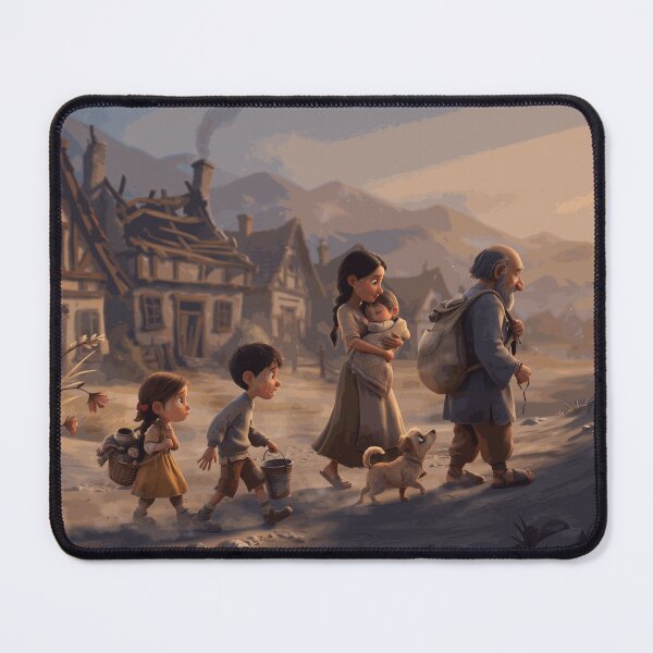 Item preview, Emotional Family Journey Through a Mountain Village at Warm Evening Sunset designed and sold by ArlenWescott.