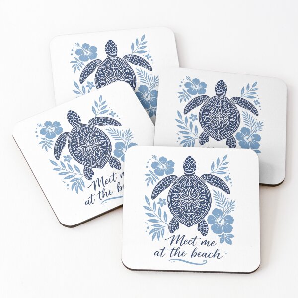 Item preview, Meet Me at the Beach Sea Turtle Hibiscus Tropical Summer designed and sold by Channel1Design.