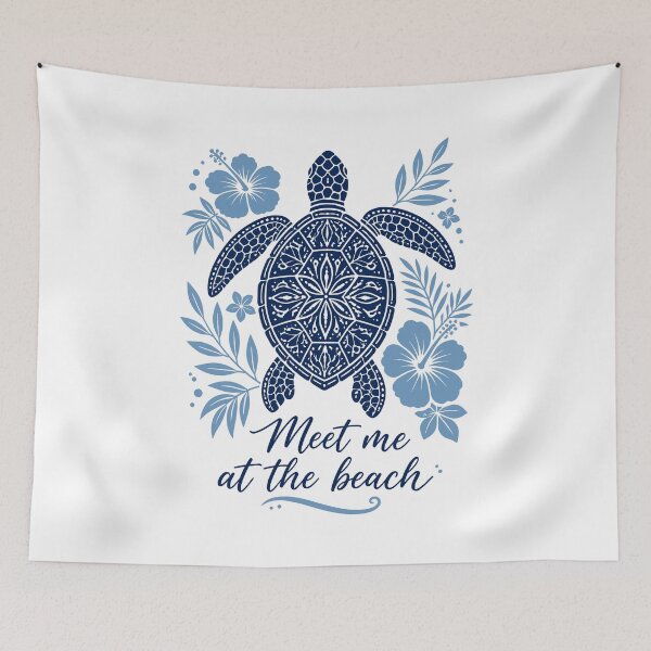 Item preview, Meet Me at the Beach Sea Turtle Hibiscus Tropical Summer designed and sold by Channel1Design.