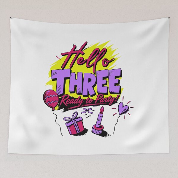 Item preview, Hello Three Ready to Party Paint Splash 3 Year Old Party designed and sold by illeN-Art-World.