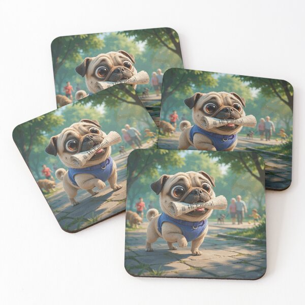 Item preview, Funny Cute Pug Delivering a Hi Emma Newspaper in a Sunny Park designed and sold by ArlenWescott.