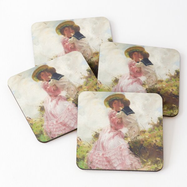 Item preview, Mother and Child The Kiss Charles Sims Painting designed and sold by ArtUnova.