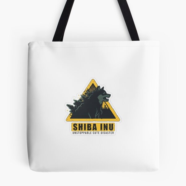 Item preview, Shiba Inu Godzilla Parody Warning Sticker – Cute & Unstoppable Natural Disaster designed and sold by ORI-ginal Weirdos: The Weirdly Wonderful Crew.