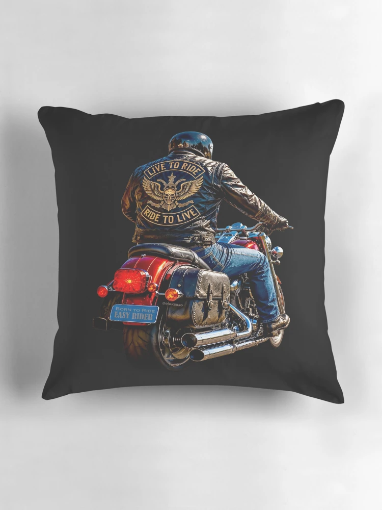 Thumbnail 3 of 4, Pillow, BORN TO RIDE - LIVE TO RIDE - Easy Rider designed and sold by DBM Photo Art 1.