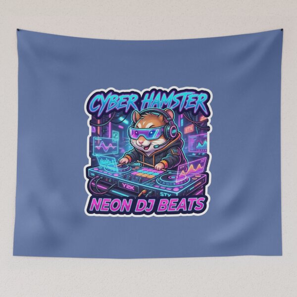 Item preview, Cyberpunk Neon DJ Hamster - Future Vibes Only Sarcastic Sticker designed and sold by Amituniqart.