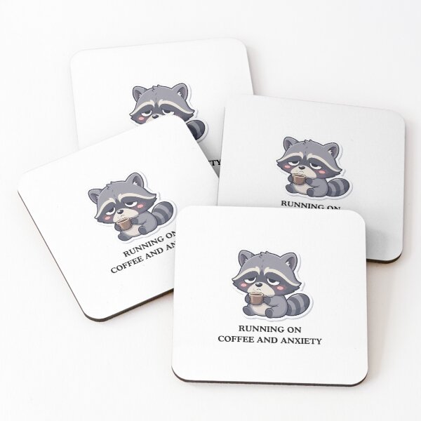 Item preview, Running On Coffee And Anxiety Funny Raccoon Sticker designed and sold by crazyhome.